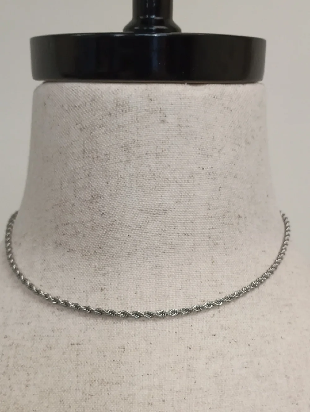Silver Tone Rope Chain Choker Necklace Minimal Layering Short Chain